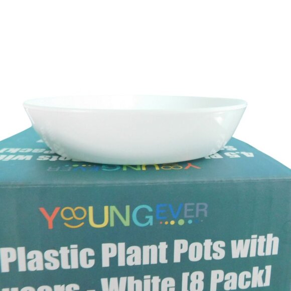 8 Pack 4.5" Plastic Plant Pots with Saucers - White - Picture 3 of 3